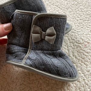 Soft soled baby Grey sweater booties